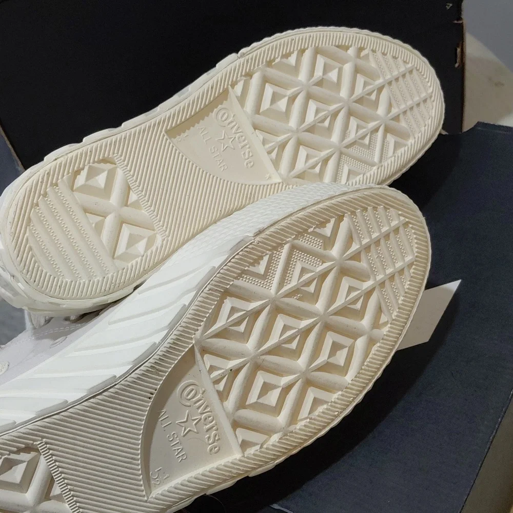 Converse White/Cream Platform Lace-Up High-Top Boots - Picture 8 of 11